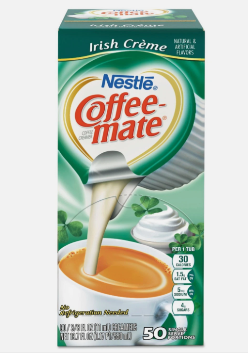 Coffee Mate Liquid Creamer Singles – Smooth, Creamy, Irish Cream Flavoured (50 x 11 ml Tubs)