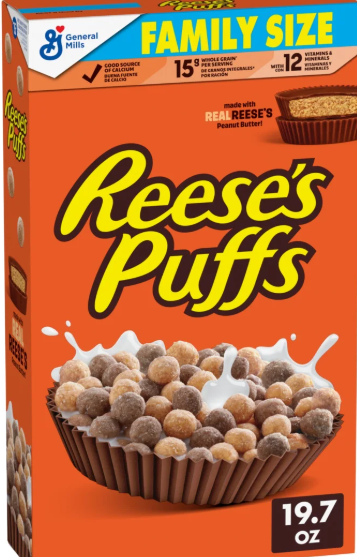 REESE'S PUFFS Breakfast Cereal – Chocolatey, Peanut Buttery Totally Addictive (558 g Family Size Box)