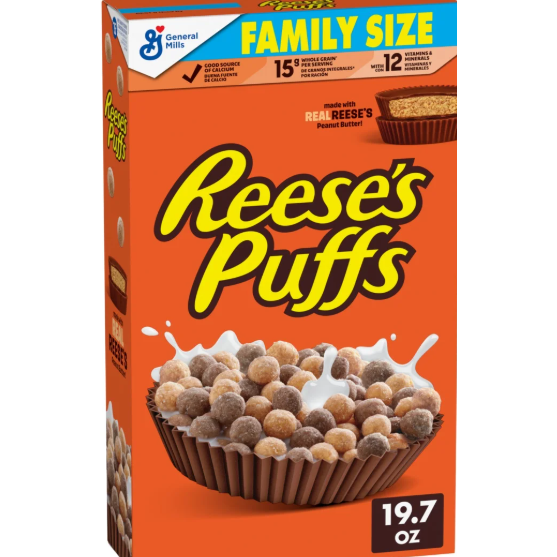 REESE'S PUFFS Frühstücksflocken – Schokoladig, Erdnussbutter, einfach unwiderstehlich (558 g Familienpackung)