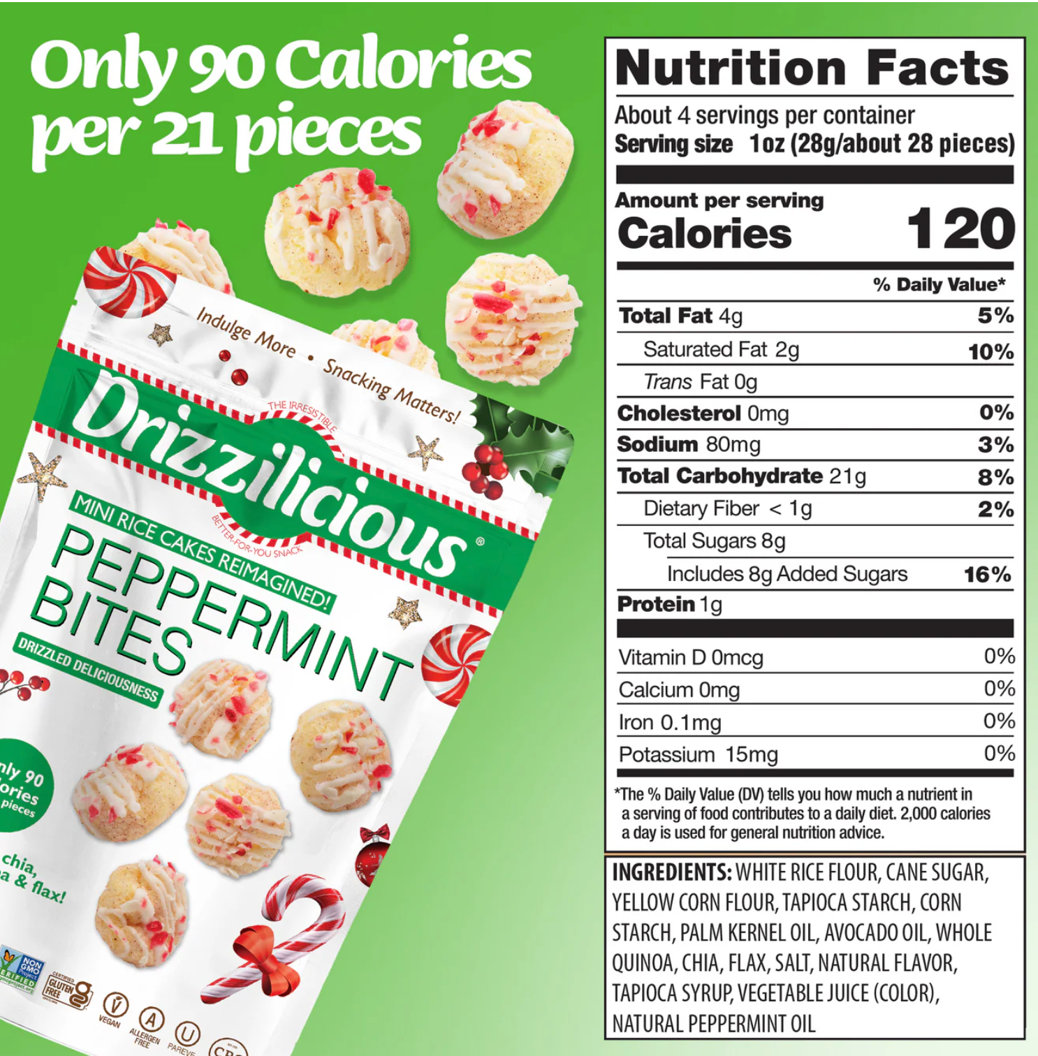 Drizzilicious Peppermint Rice Cakes 4 oz