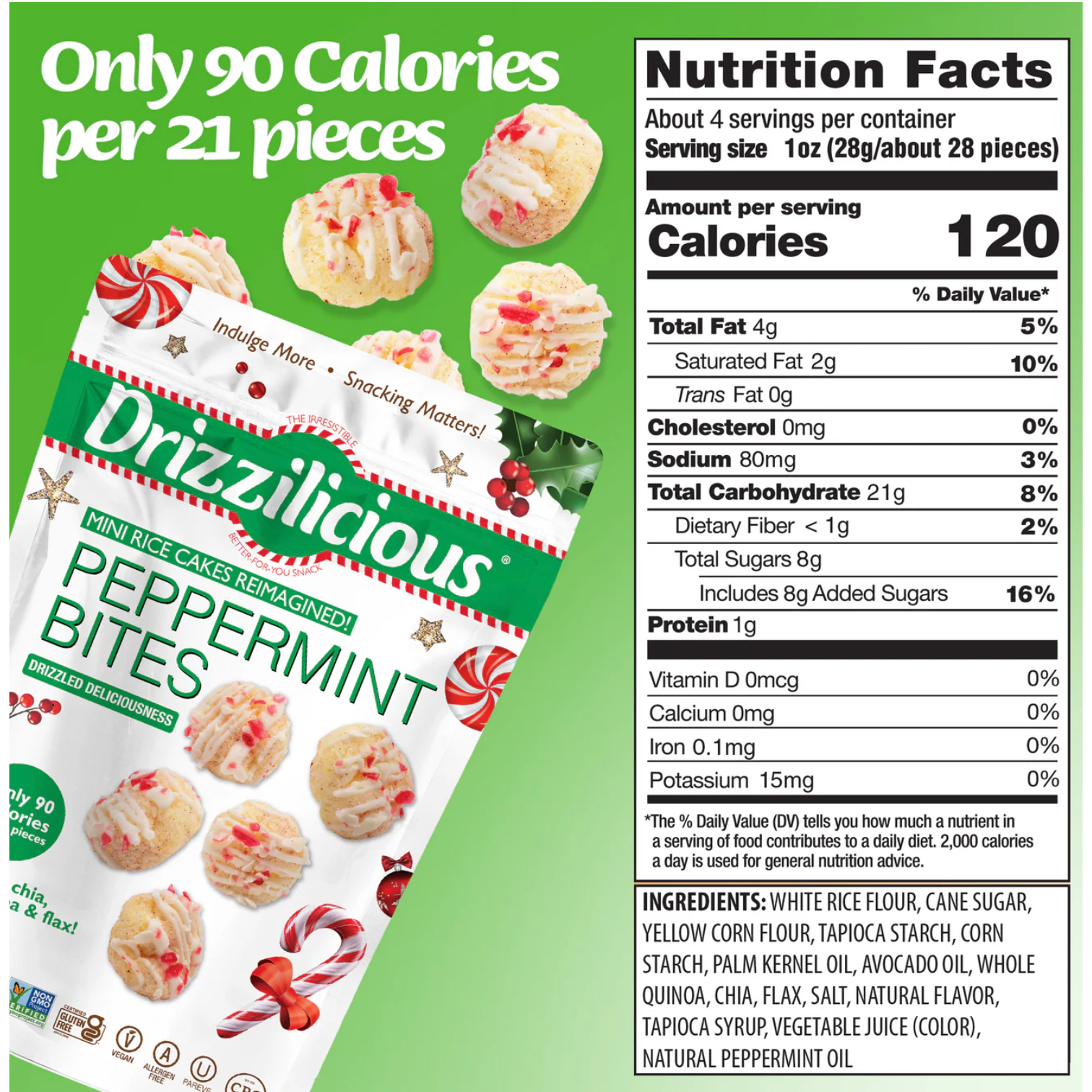 Drizzilicious Peppermint Rice Cakes 4 oz