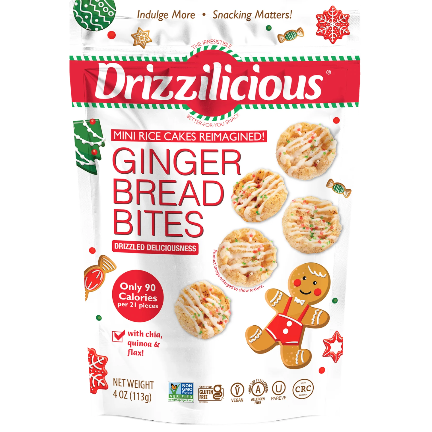 4 Pack Drizzilicious Ginger Snap Rice Cakes 4 oz