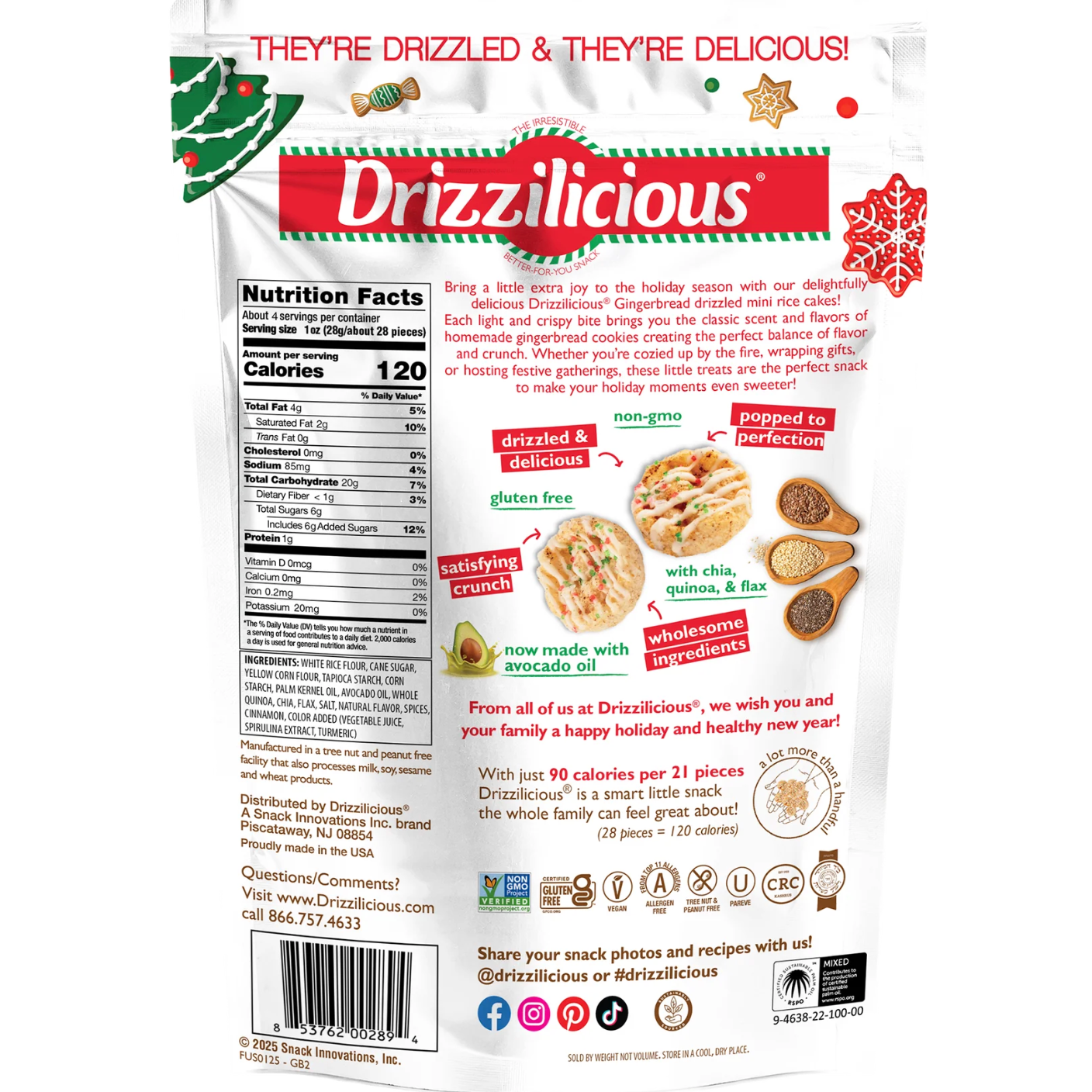 Drizzilicious Ginger Snap Rice Cakes 4 oz