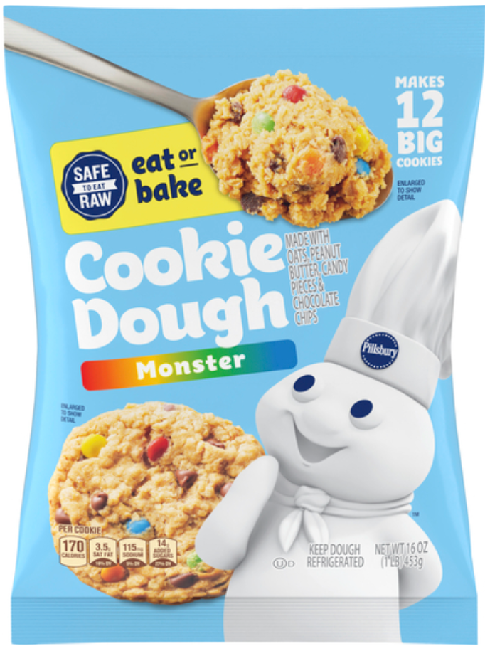 Pillsbury Ready to Bake Monster Cookie Dough (12 Big Cookies, 454 g)