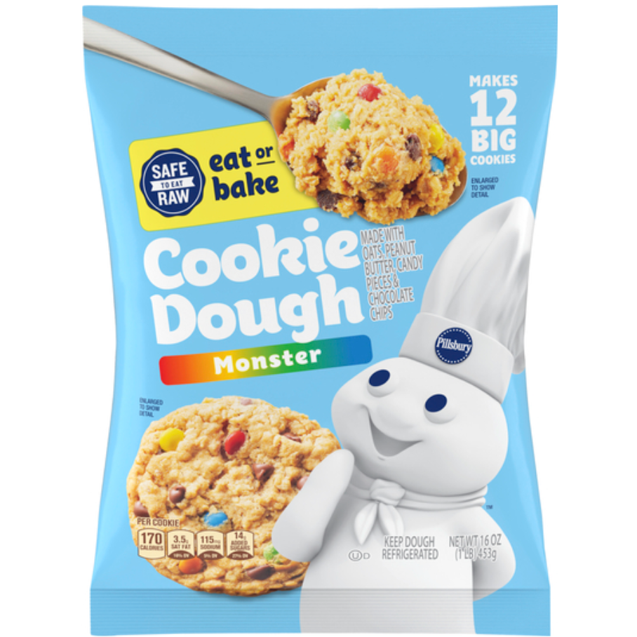 4 Pack Pillsbury Ready to Bake Monster Cookie Dough (12 Big Cookies, 454 g)
