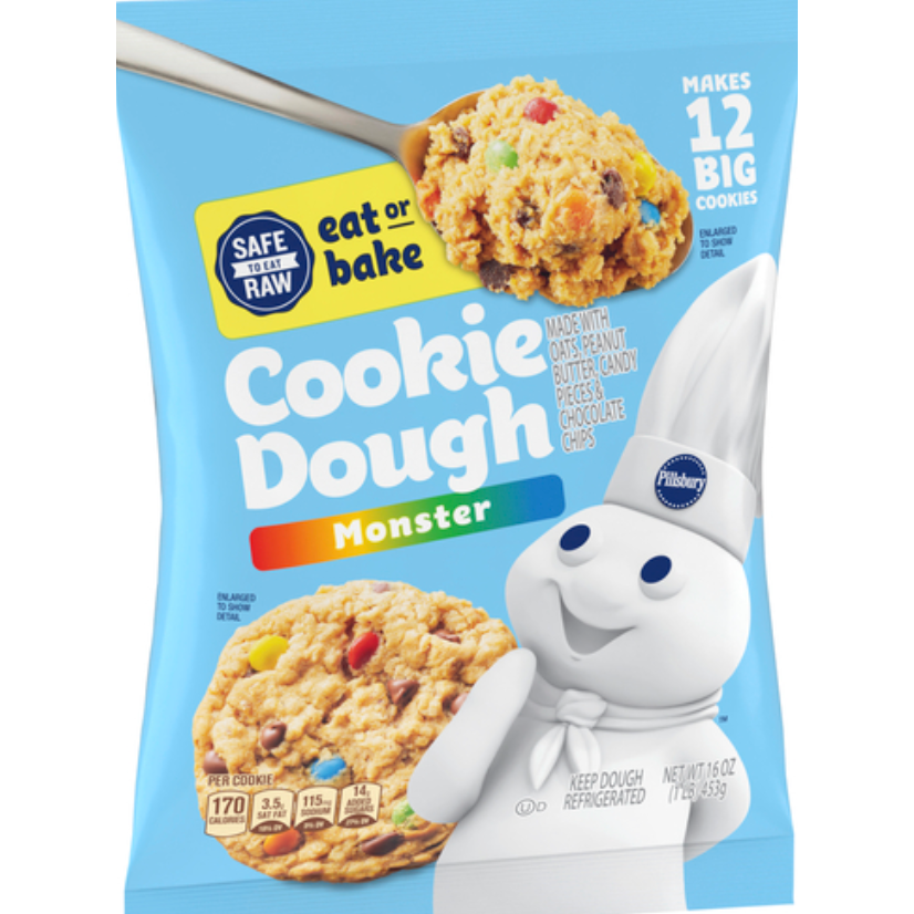 4 Pack Pillsbury Ready to Bake Monster Cookie Dough (12 Big Cookies, 454 g)