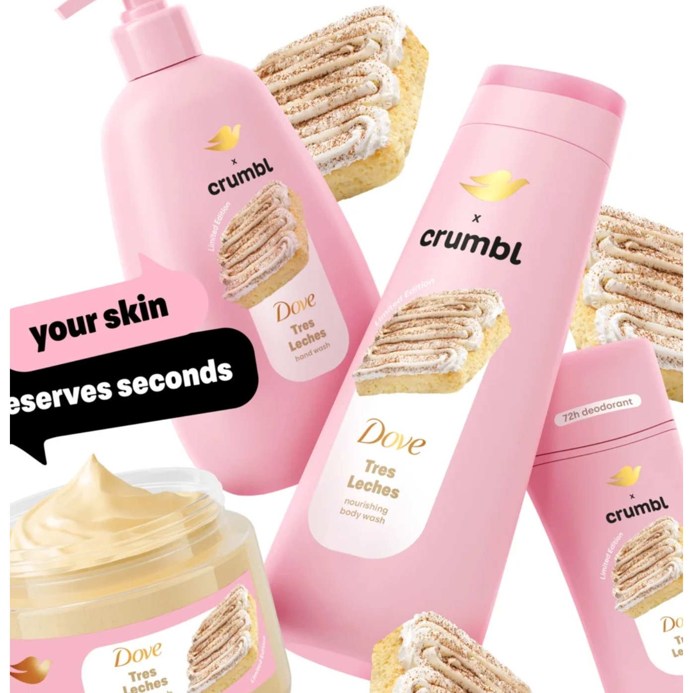 White Smoke Dove Crumbl Tres Leches Body Wash