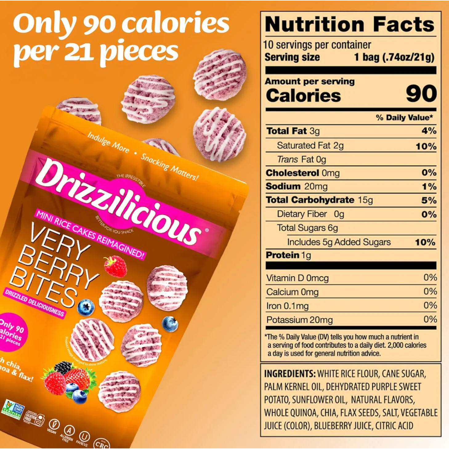Drizzilicious Very Berry Rice Cakes 4 oz