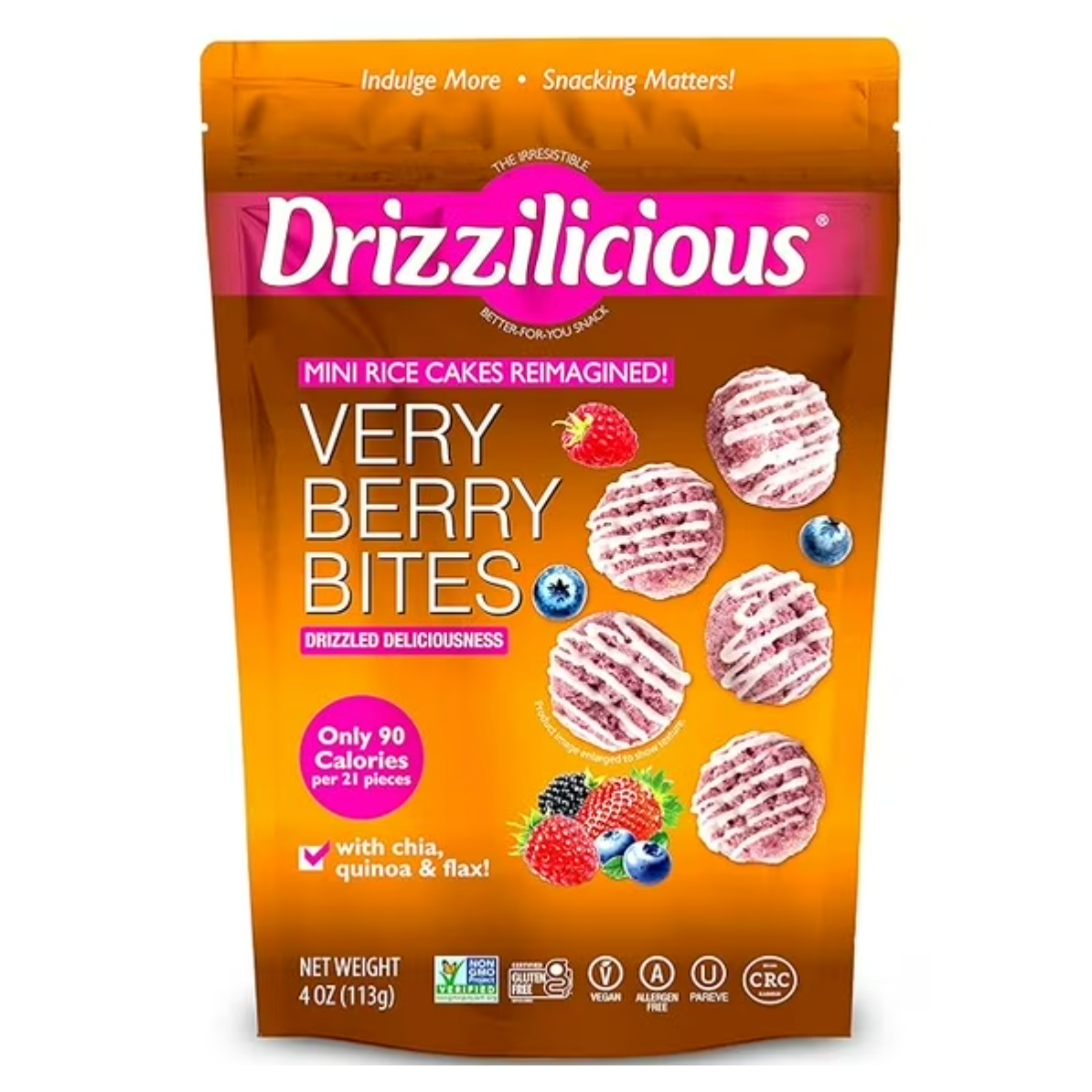 Twin Pack Drizzilicious Very Berry Rice Cakes 4 oz