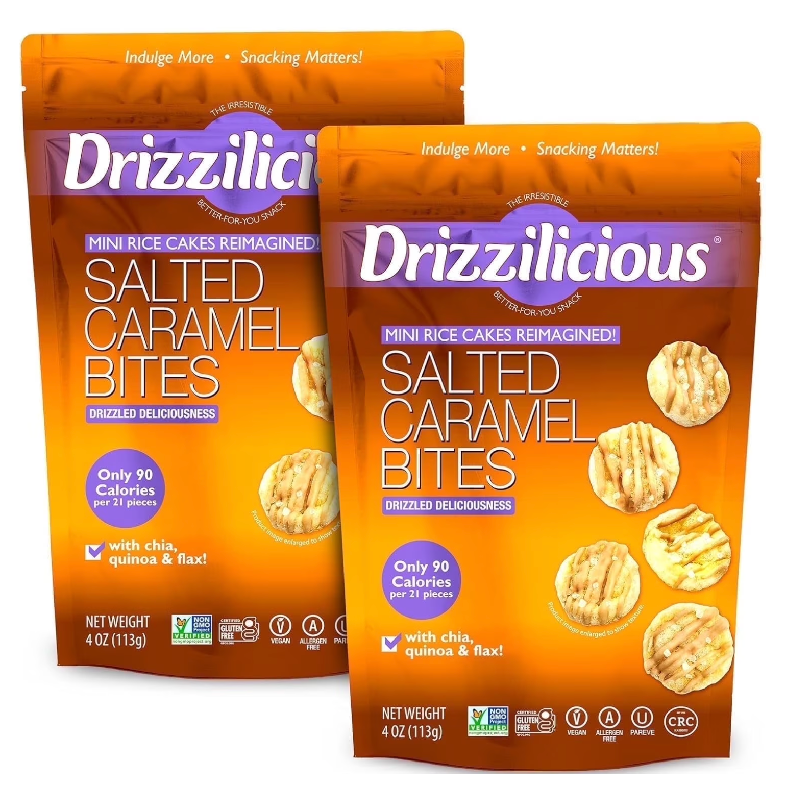 Twin Pack Drizzilicious Salted Caramel Rice Cakes 4 oz