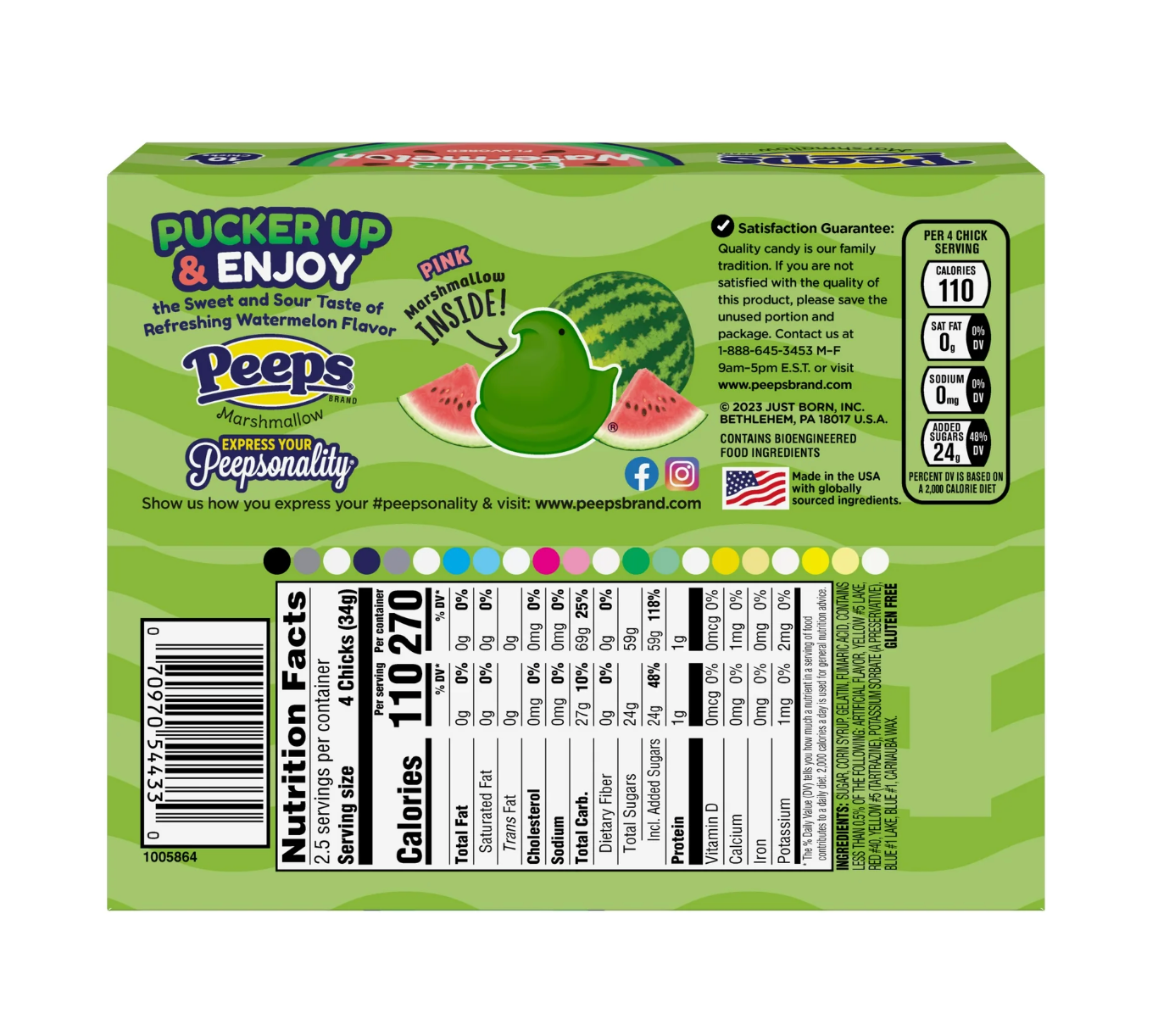 PEEPS Sour Watermelon Marshmallow Chicks 10 Count