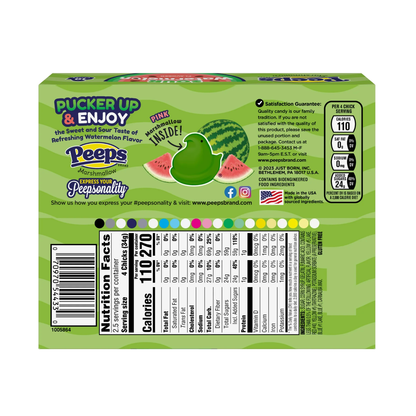 PEEPS Sour Watermelon Marshmallow Chicks 10 Count
