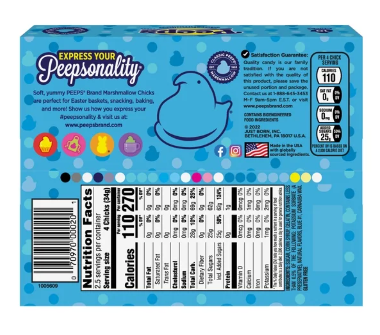 PEEPS Blue Marshmallow Chicks 10 Count