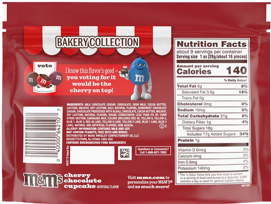 M&M’s Cherry Chocolate Cupcake Candy 8 oz