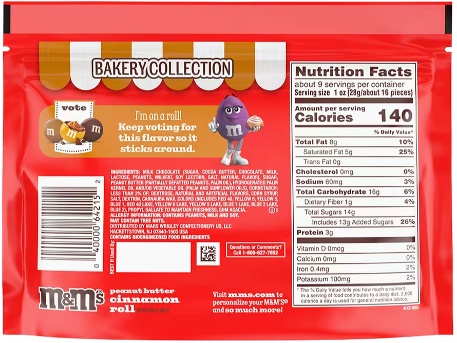M&M’s Peanut Butter Cinnamon Roll Candy