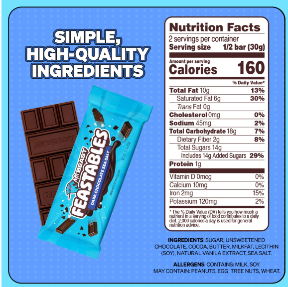 Feastables MrBeast Dark Chocolate Sea Salt Bar