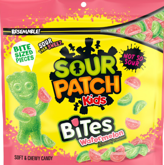 SOUR PATCH KIDS Bites Watermelon – Soft & Chewy Candy (340 g Bag)