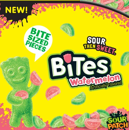 SOUR PATCH KIDS Bites Watermelon – Soft & Chewy Candy (340 g Bag)