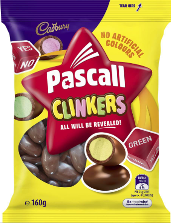 Australian Cadbury Pascall Clinkers 160g Bag – Colourful Crunchy Chocolate Treats