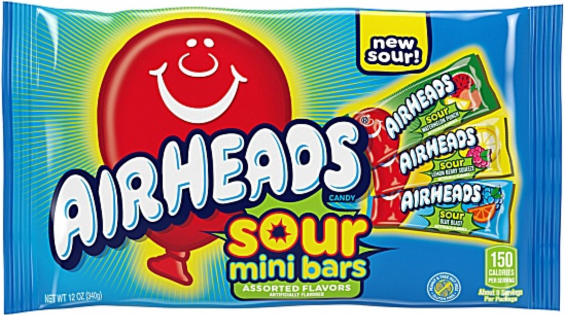 Airheads Mini Bars Assorted Sour Flavours 340g