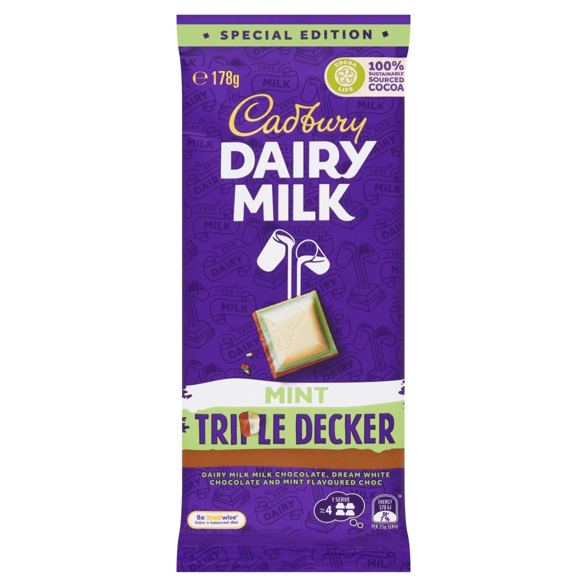 Cadbury Dairy Milk Triple Decker Mint (Australia) 178g