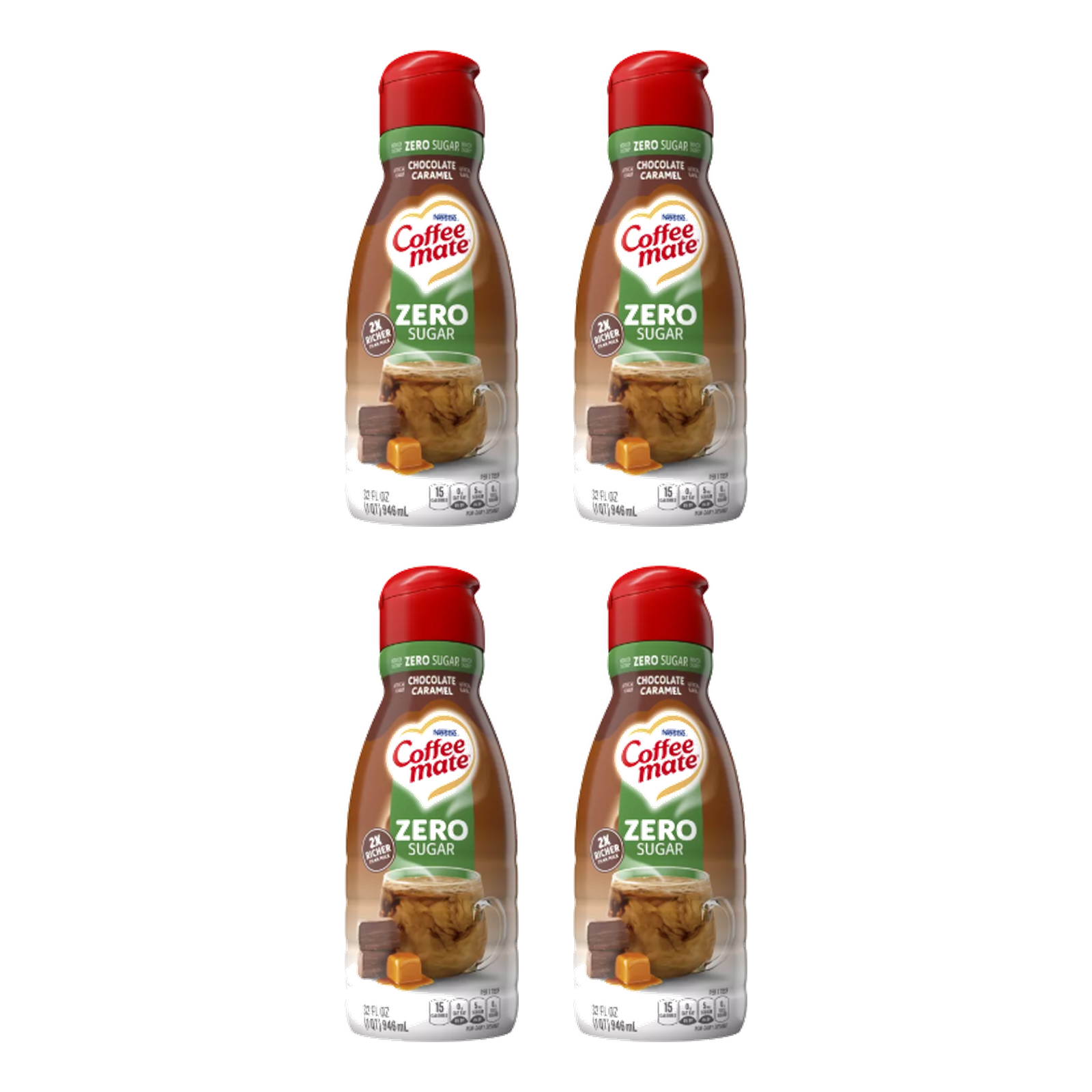 4 Pack Coffee Mate Liquid Creamer Zero Sugar Chocolate Caramel