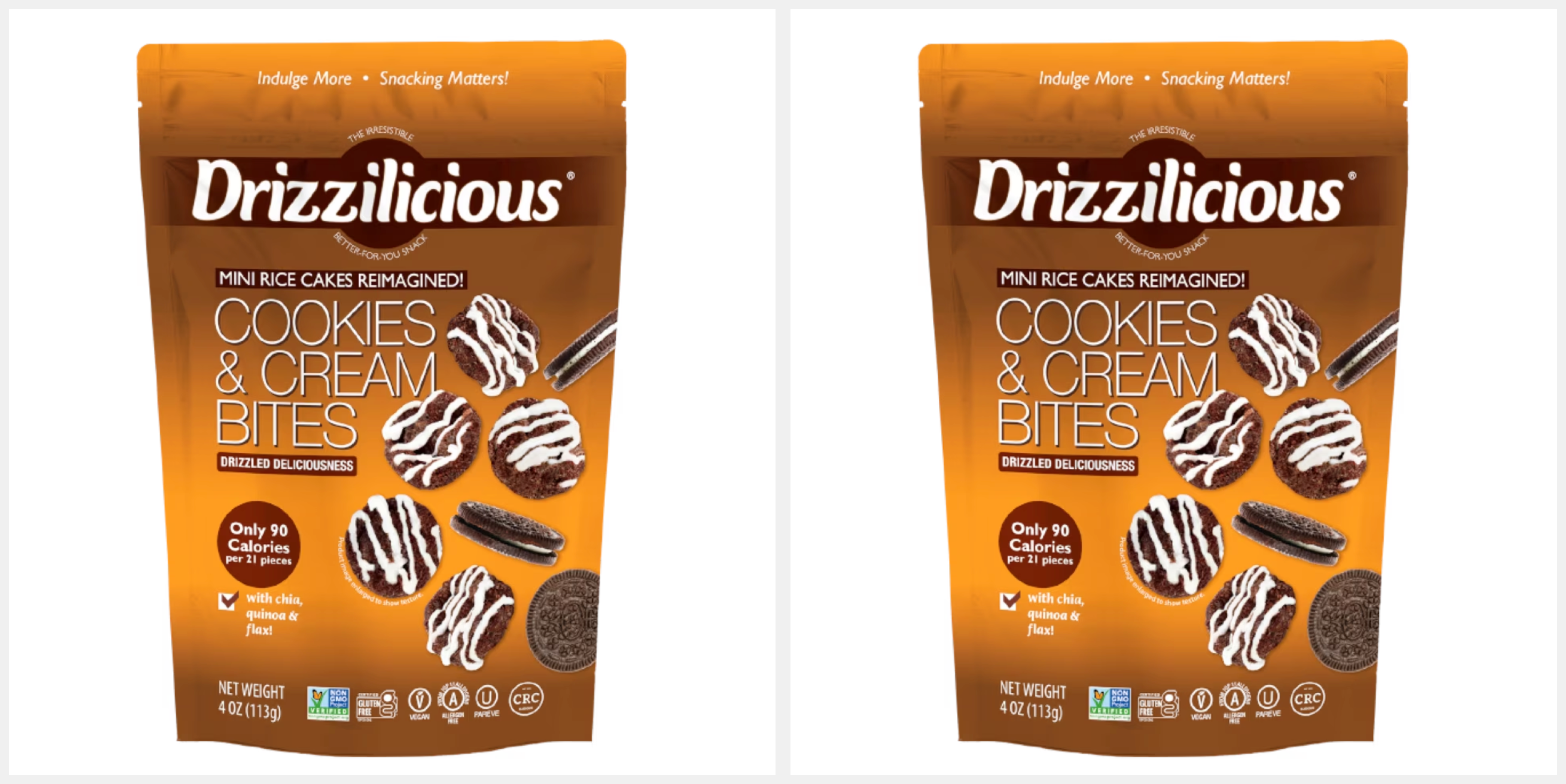 Twin Pack Drizzilicious Cookies and Creme Rice Cakes 4 oz