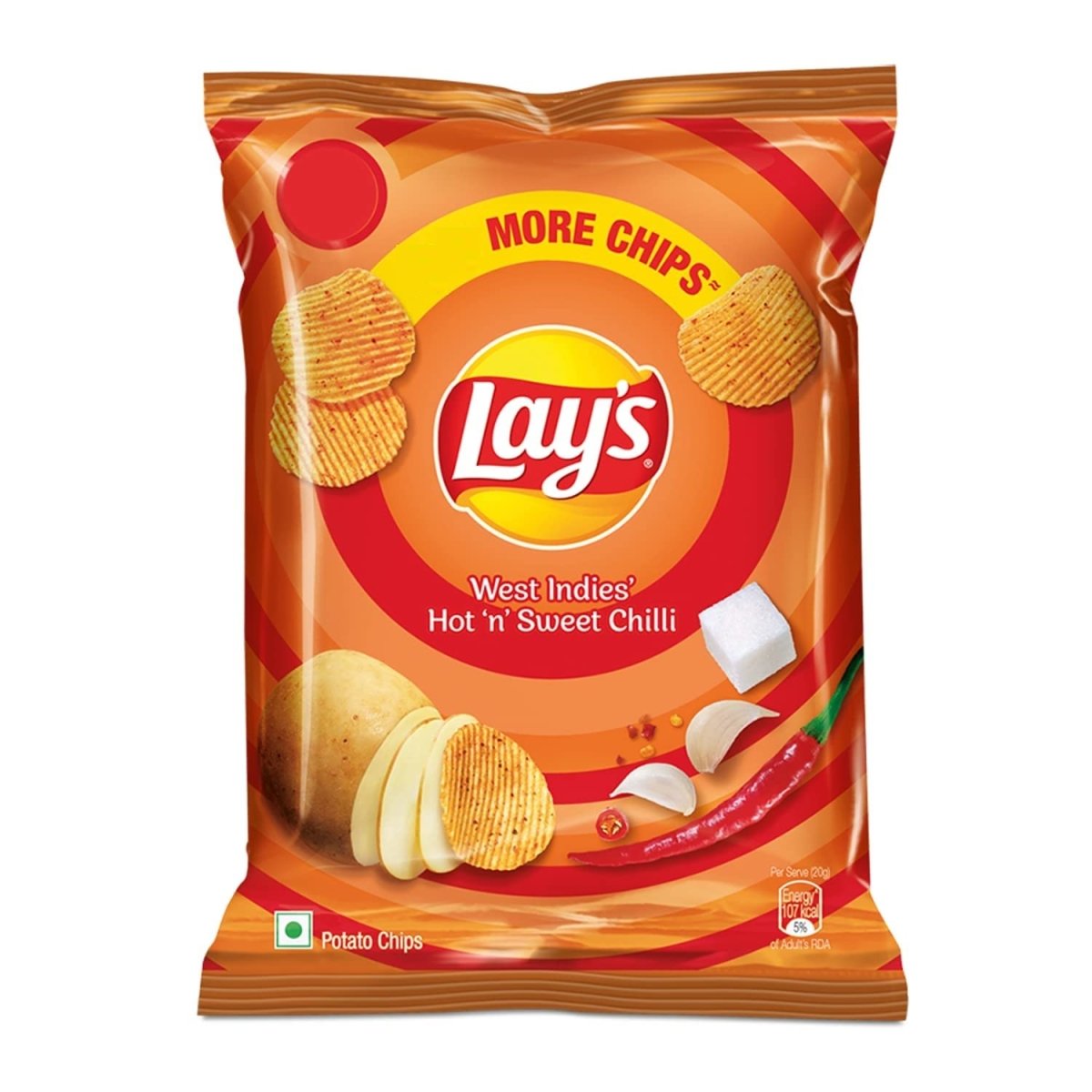 Lay's West indies Hot Sweet and Chilli Flavour Crisps (India) 50g BEST BEFORE MAY 2024