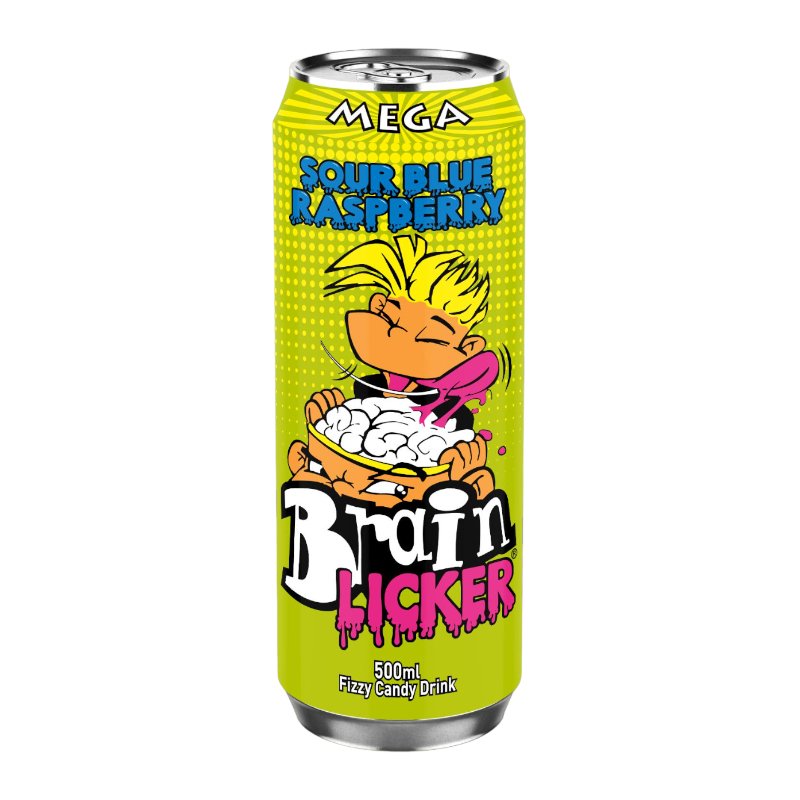 Mega Brain Licker Sour Blue Raspberry Soda 500ml