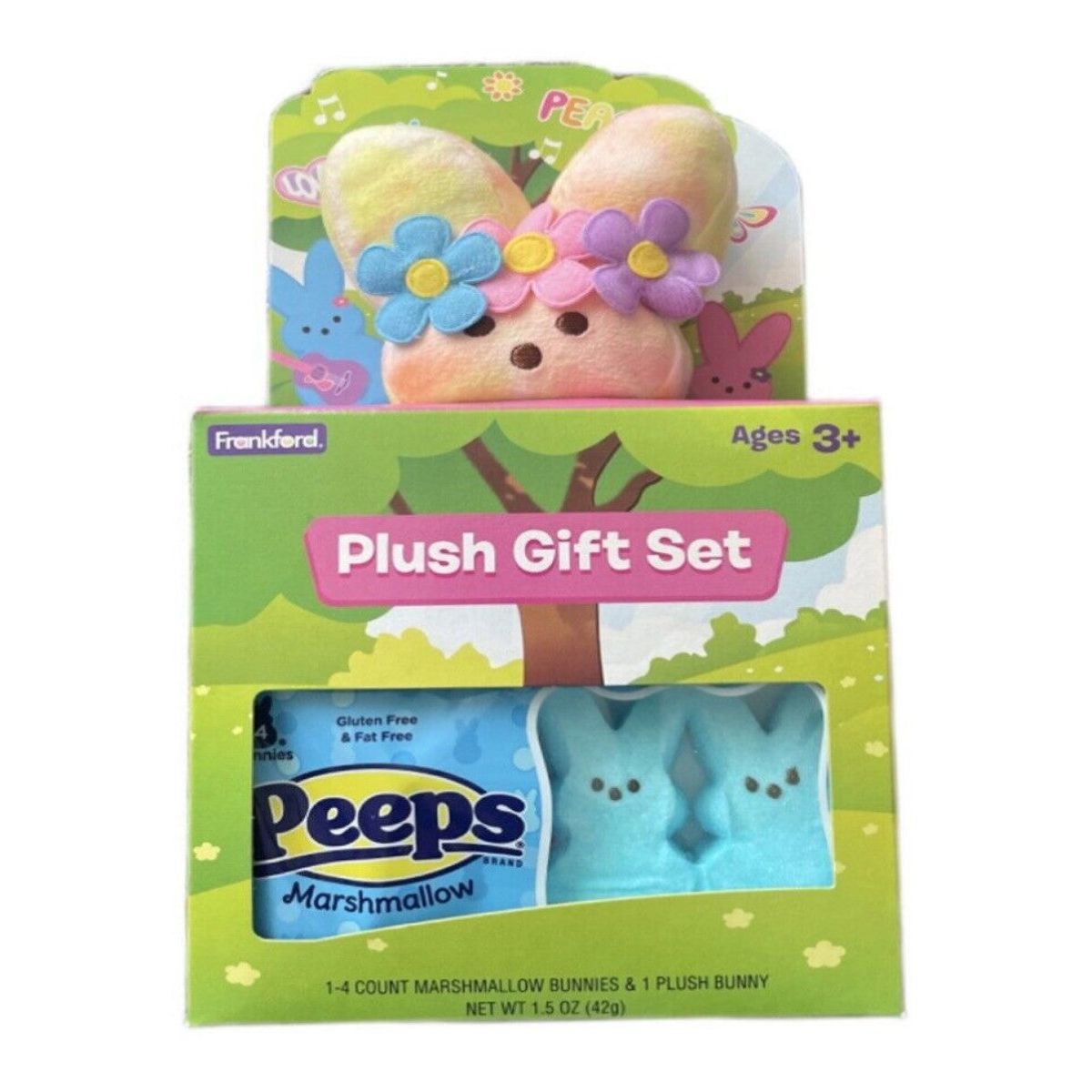 White Smoke Peeps Easter Plush Flower Power Bunny 42g