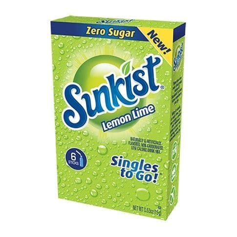 Yellow Green Sunkist Lemon Lime Zero Sugar Singles To Go 6 Pack 12.2g
