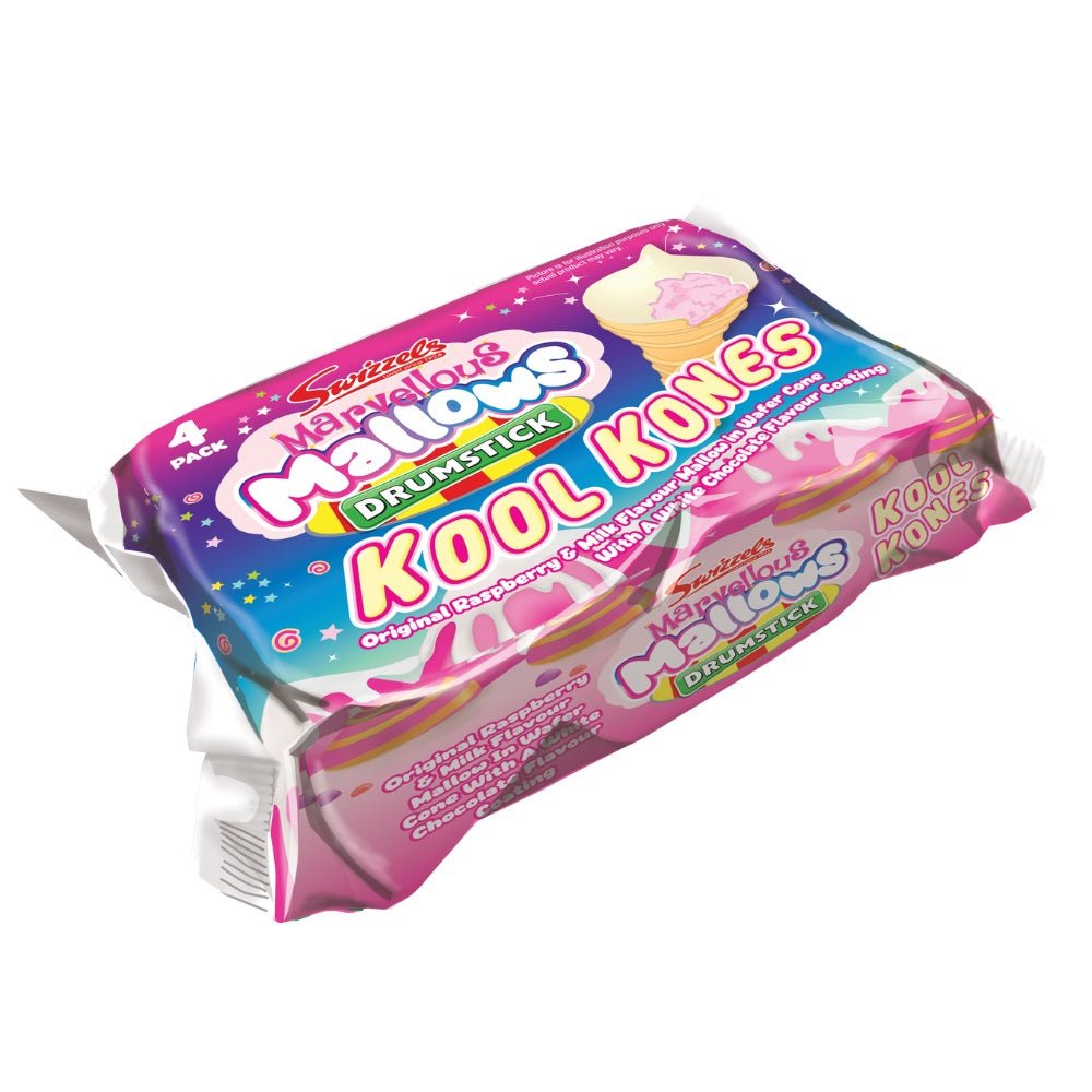 Swizzels Marvellous Mallows Drumstick Kool Kones, 4er-Pack, 60 g