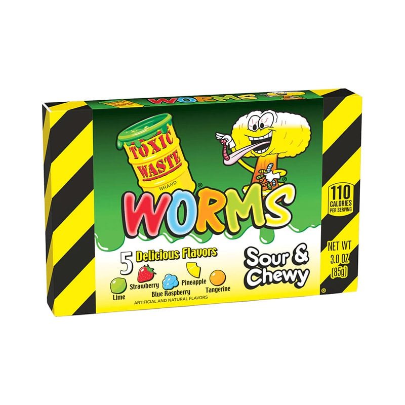 Toxic Waste Worms Sour and Chewy Theatre Box 85g